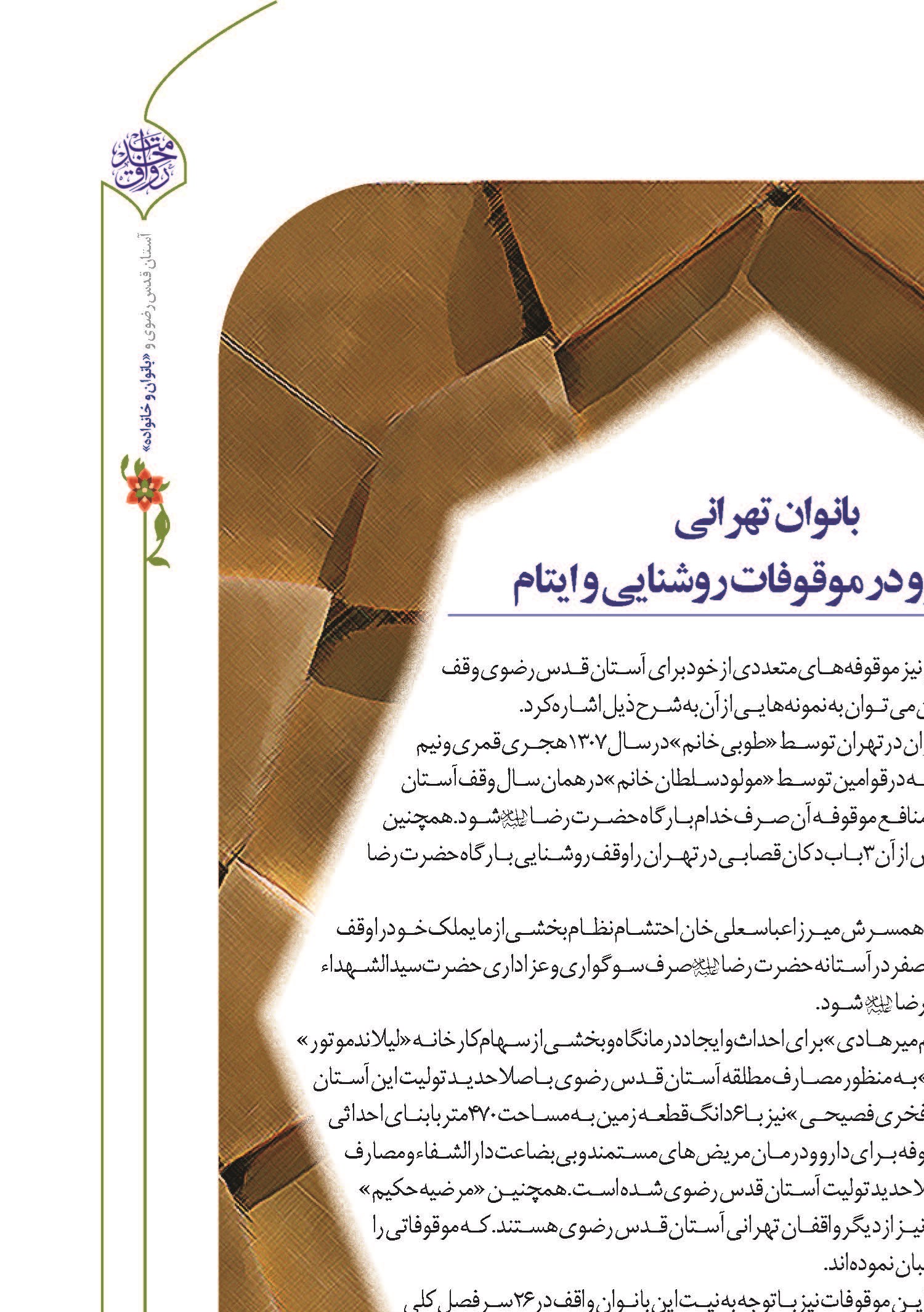 بانوان تهرانی پیشرو در موقوفات روشنایی و ایتام